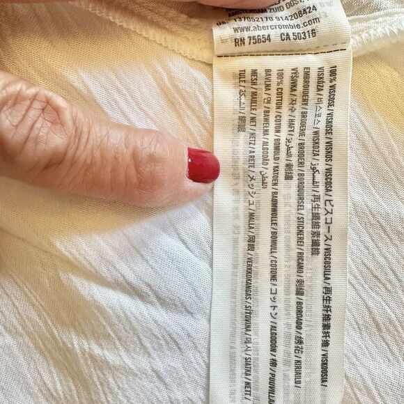 Abercrombie & Fitch White Lace Crinkle summer loose tank top shirt S‎ - Picture 13 of 13